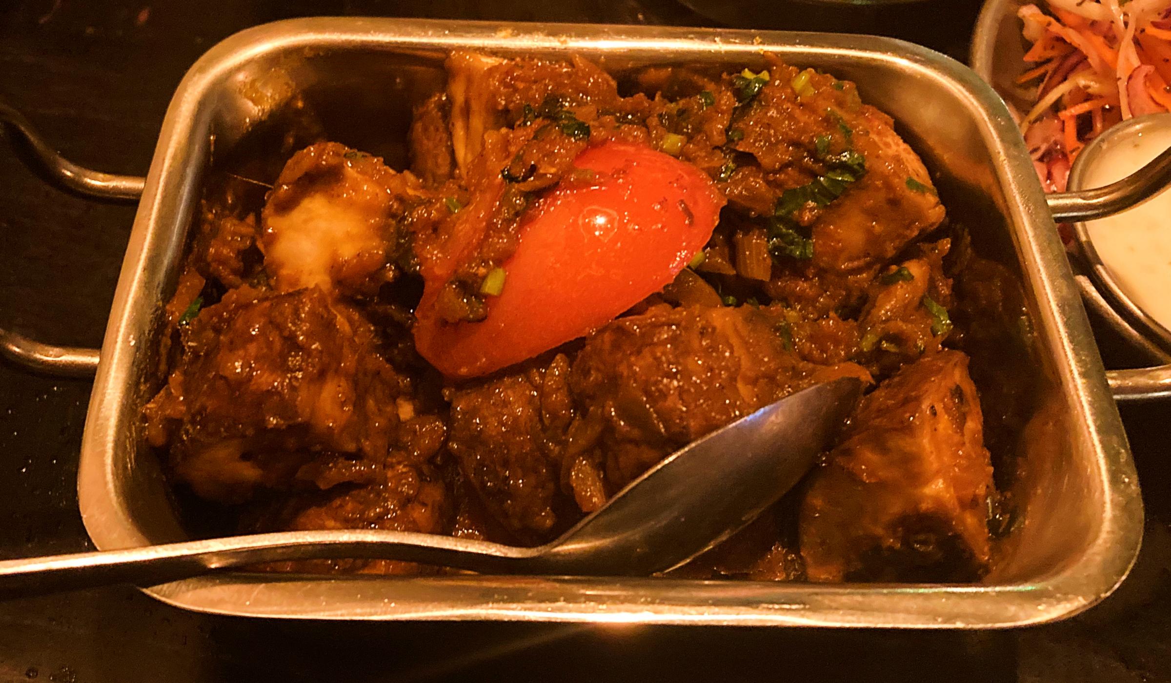 The mushroom bhaji - steaks of mushrooms in a bhuna sauce