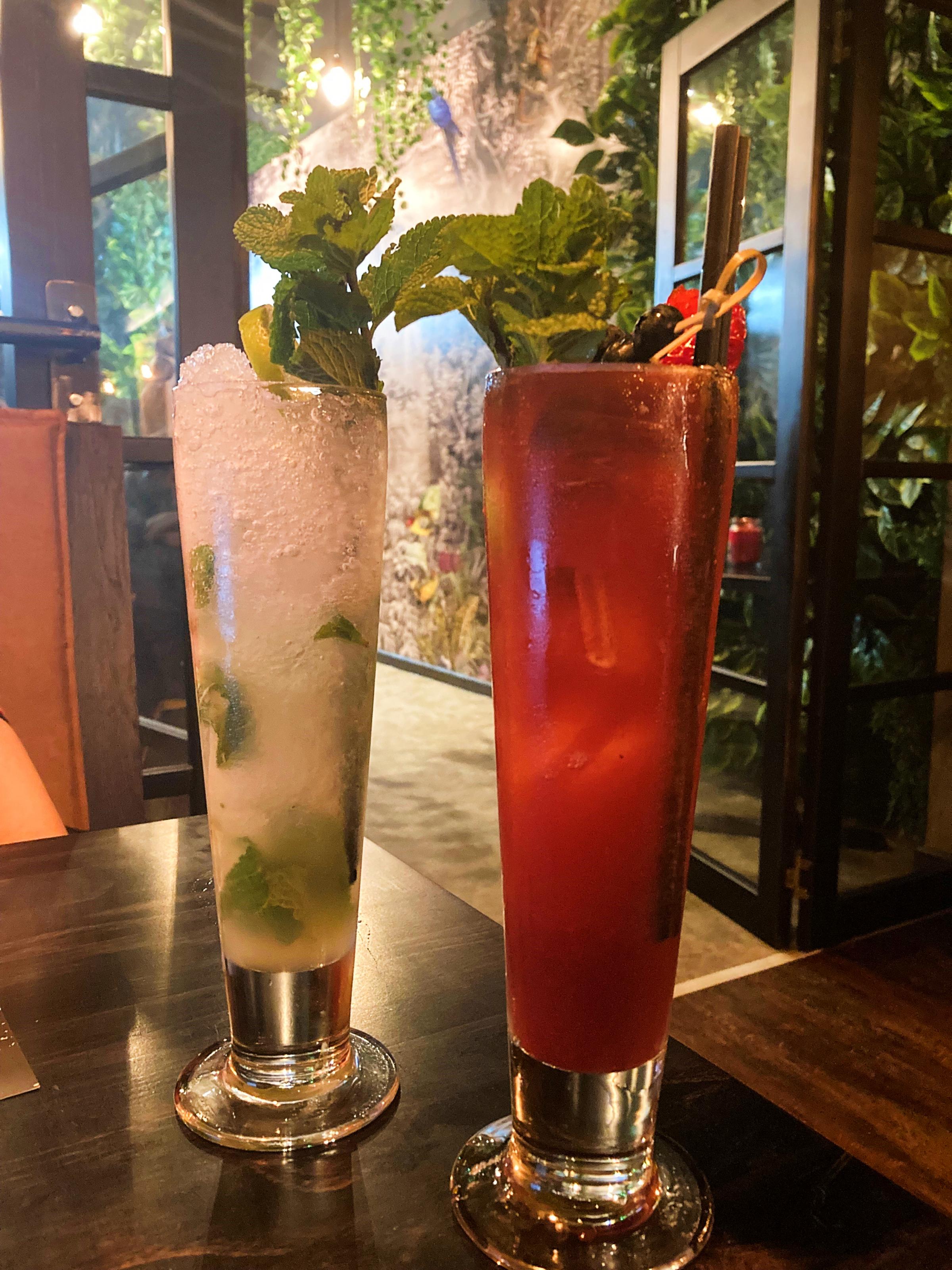 A pair of mocktails to start the meal at Babuls