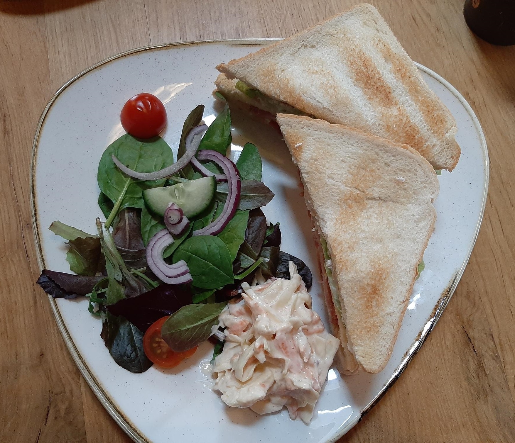 The club sandwich with salad at Thimbleby Shooting Ground cafe