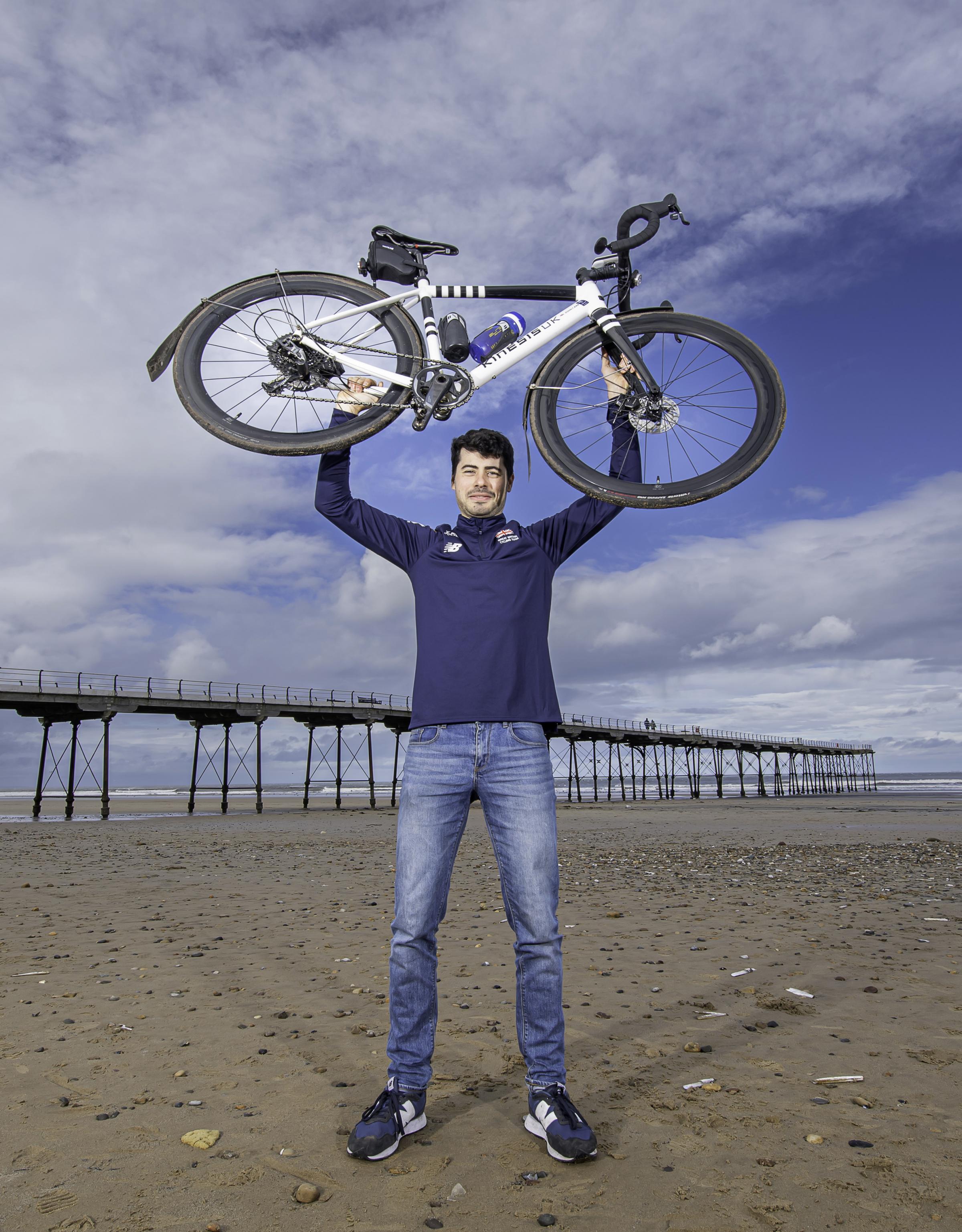 Charlie Tanfield on Saltburn beach ahead of the National Road Championships Picture: ALLAN MCKENZIE/SWPIX.COM