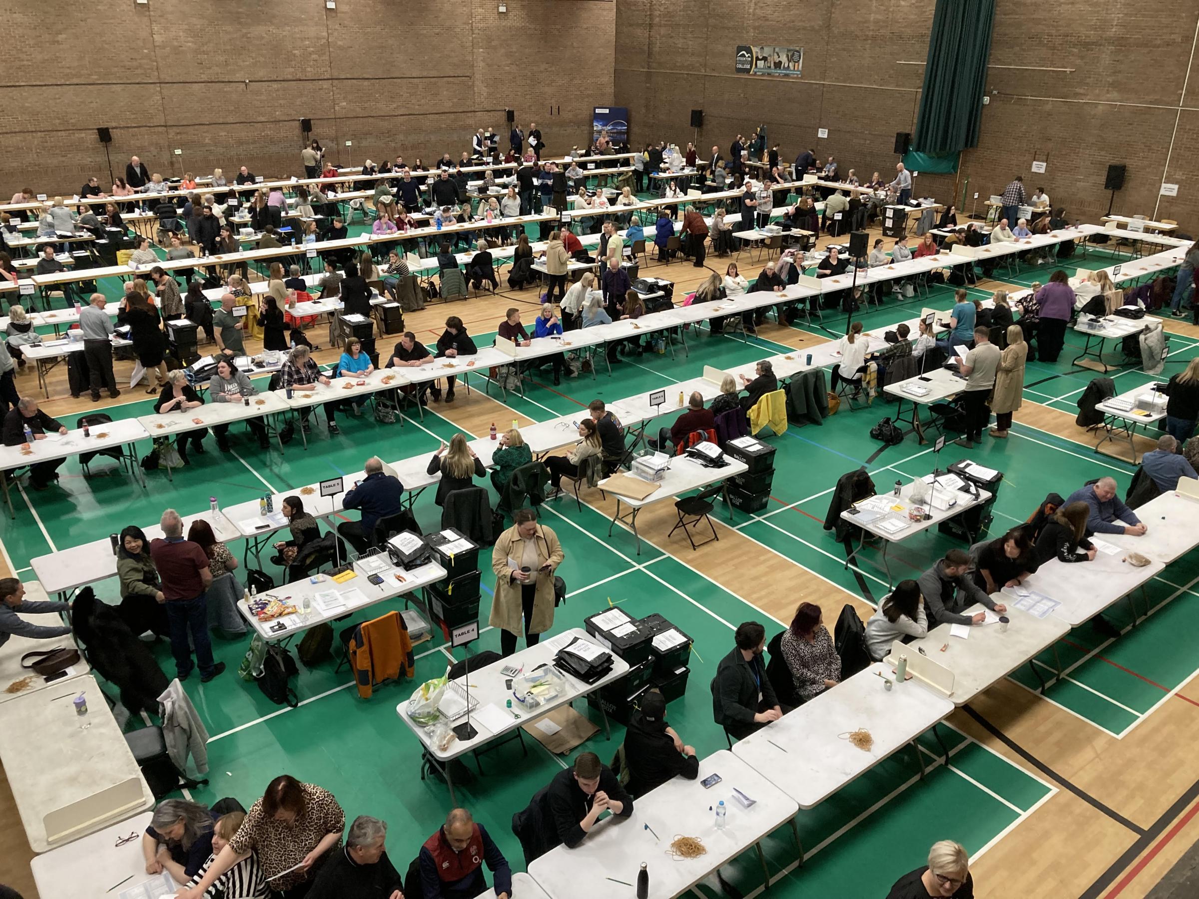 The Stockton Council election count at Thornaby Pavilion Picture: GARETH LIGHTFOOT