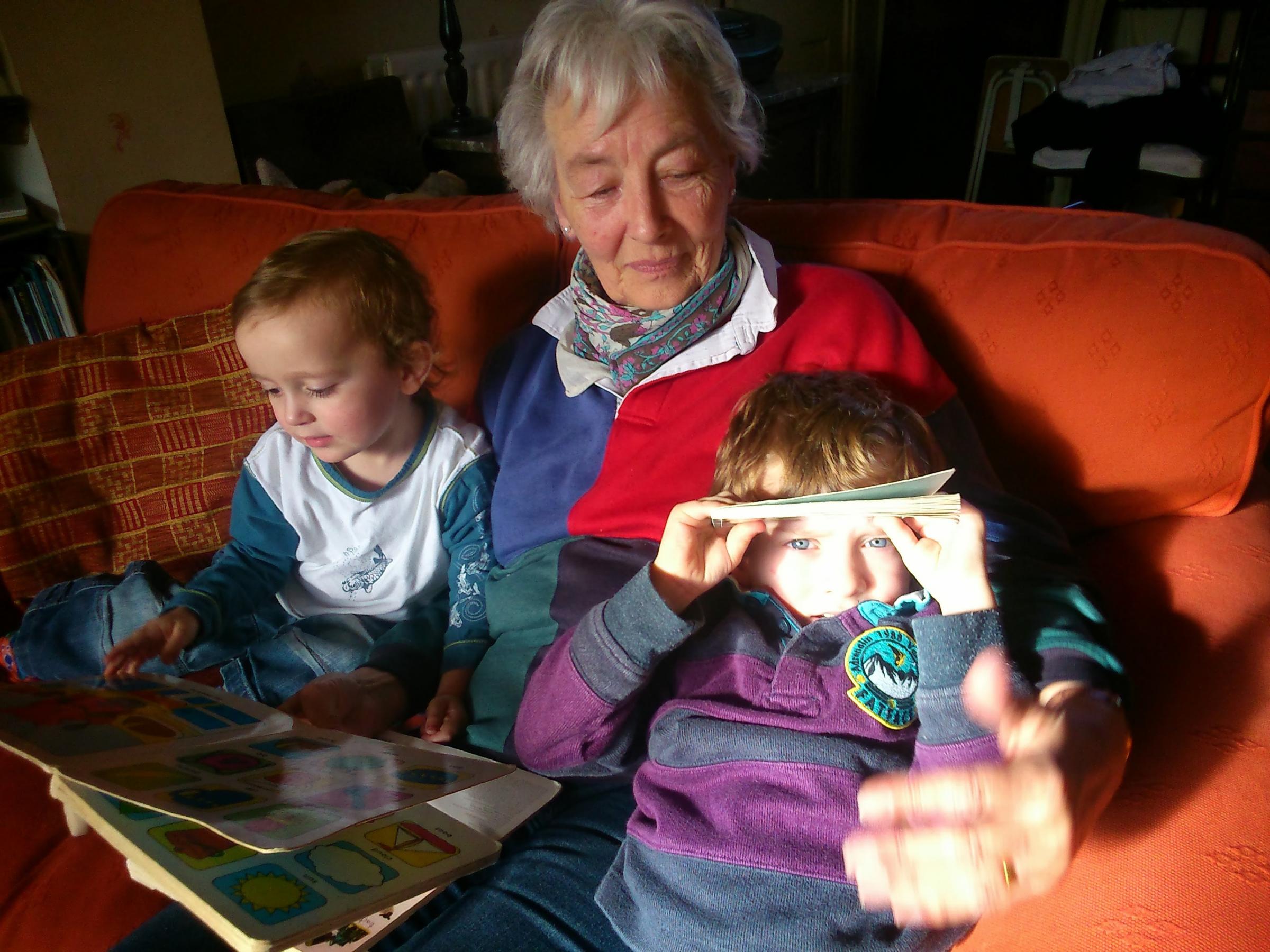 Frances Greenwell with her grandchildren Jude and Lucas