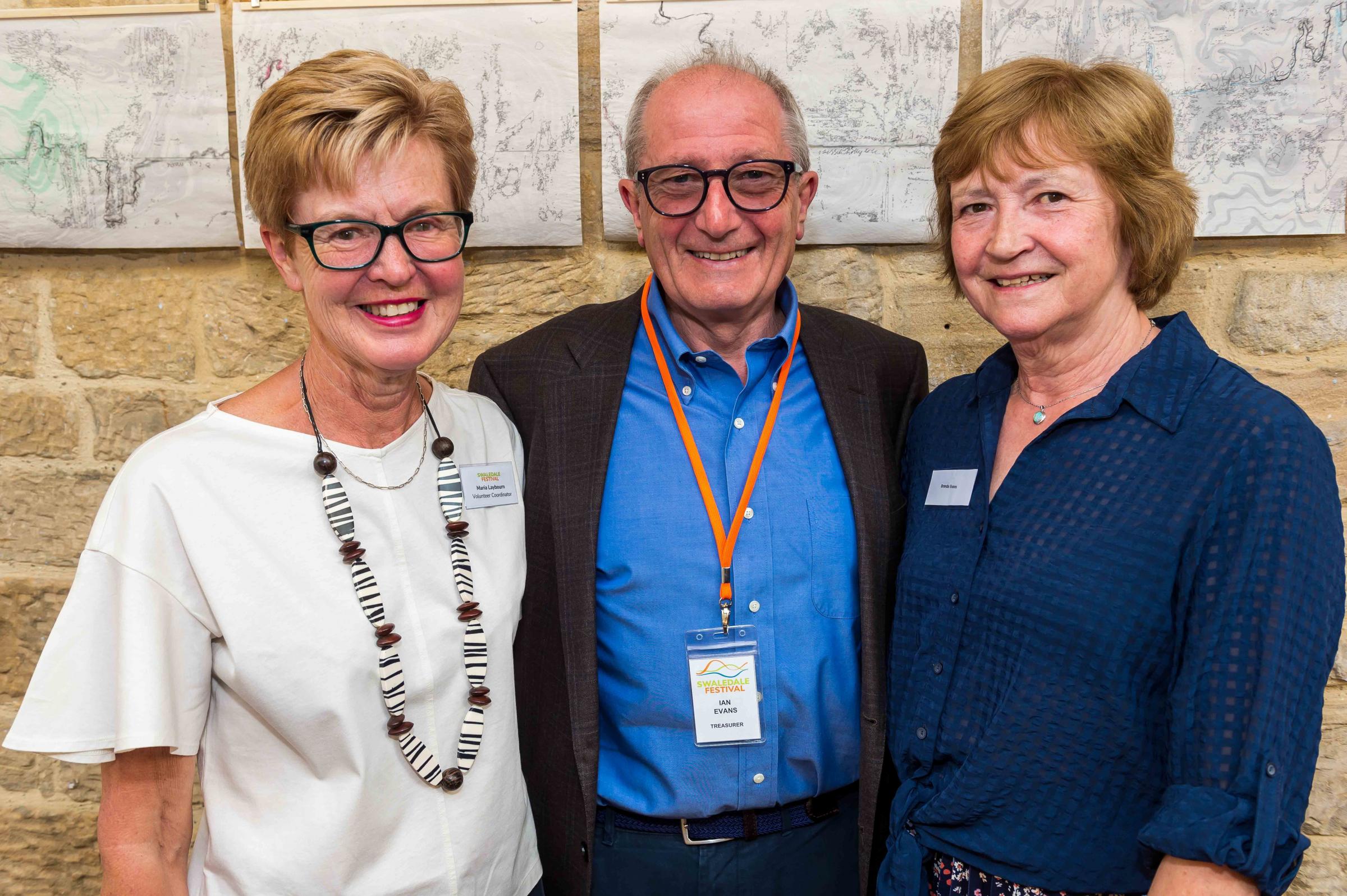 From left, Maria Laybourn, Ian Evans, and Brenda Evans at Swaledale Festival Chairmans Reception Picture: Gray Walker - Scenicview Gallery & Studio 