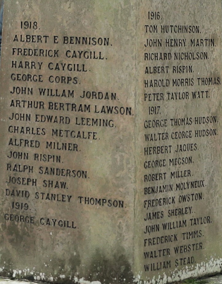 Captain Sherleys name presumably spelled correctly on the right hand side of the Bedale war memorial