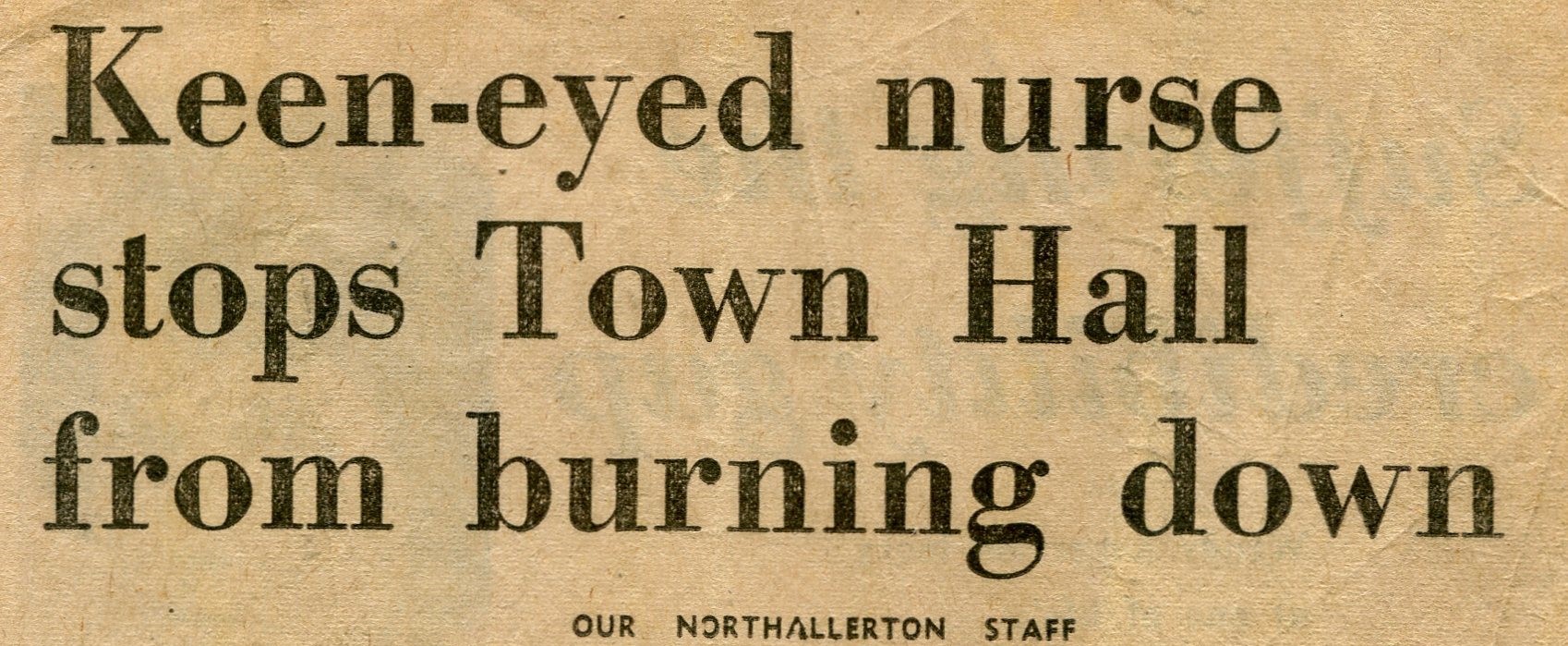 The Northern Echos headline in 1968 telling how Yvonne and Colin Narramore saved Northallerton Town Hall