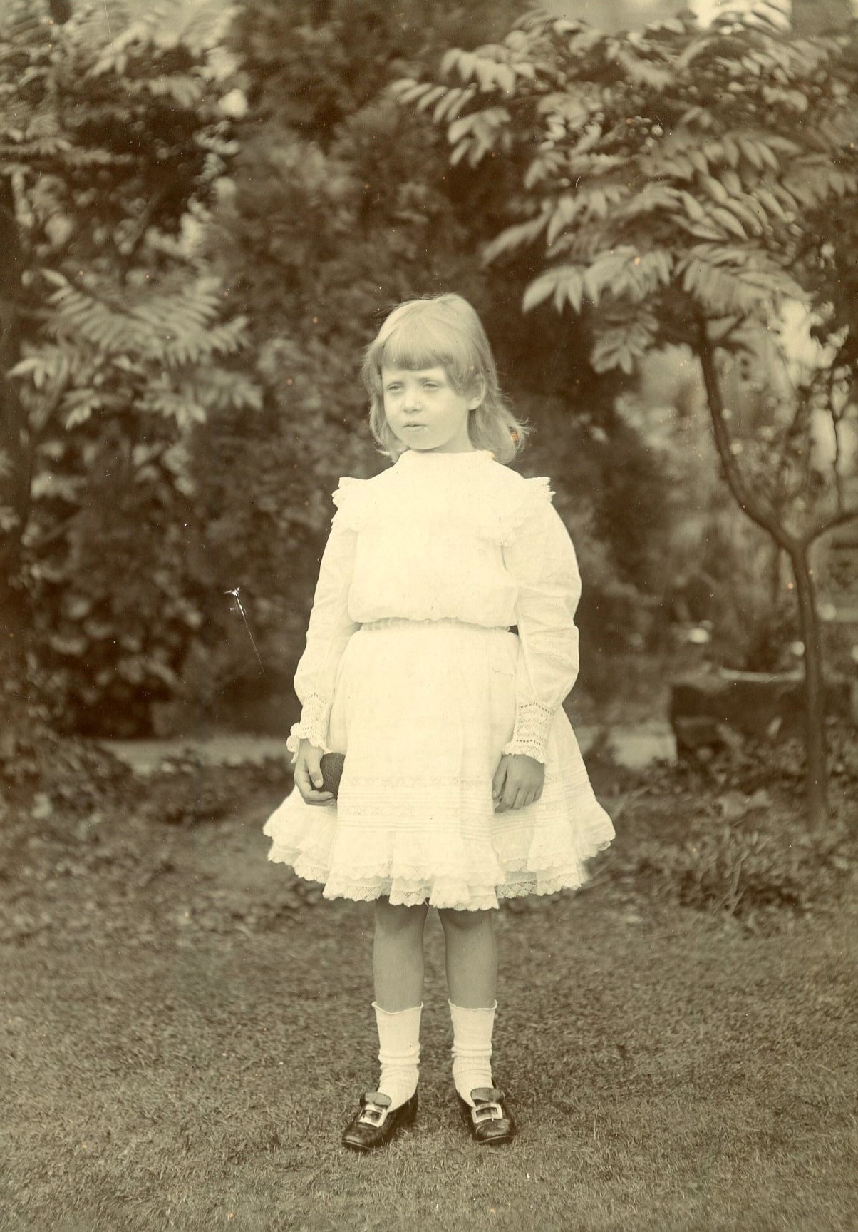 Hilda Russell, Thomas daughter, in the gardens of Bank House. Picture courtesy of Colin Narramore