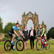 Pictured cyclist Will Brown,  Louise Westbury, Redcar and Cleveland Council Leader Mary Lanigan and cyclist Ellen McDermott Picture: SARAH CALDECOTT