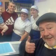 Johnny Vegas pays a visit to Johnson's Traditional Fish and Chips last Friday (January 14). Picture: JOHNSON'S FISH AND CHIPS.
