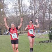 Kim Reeves and Nicola Simpson at the Finish of the Marathon Paarlauf