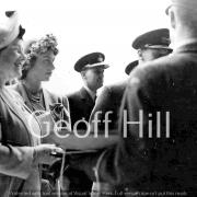 George VI, Queen Elizabeth and Princess Elizabeth visit RAF Middleton St George and RAF Leeming on August 11, 1944. Watermarked pic