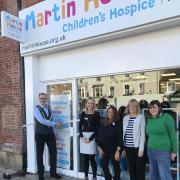 Mayor of Northallerton, Cllr Phil Eames, opens the new Martin House shop, with staff Rebecca Wynne, director of income generation, Angela Clarke, shop manager, and assistant managers Ruth Littlewood and Stephanie Spittle