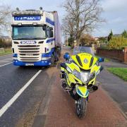 A HGV drivers gets caught on their mobile phone. Picture: DURHAM POLICE