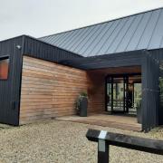The clubhouse at Thimbleby Shooting Ground includes a cafe and shop selling clay shooting accessories