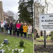 Residents gather at St Andrew's Church in Darlington regarding a scandal about what should and should not be allowed to be placed at the graves of loved ones. Picture: Debbie Burt/Stuart Boulton