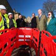 Connor Woodier, build assurance engineer for Go Fibre, David Wilson of contractor Jam Drilling, Liam Granville, project delivery manager, Go Fibre, Tim Blades, local delivery lead (North East), BDUK, Neil Conaghan, CEO of GoFibre and Cllr Susan
