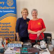 The Rotary Club stall at the last fair on October 1, 2022, with Rotary President Elect Emma Biggs and Jan Davison