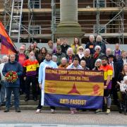 Supporters of the Stockton International Brigade memorial campaign at the Market Cross