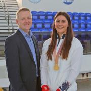 Olympian Aimee Willmott with Tees Active Managing Director Leon Jones