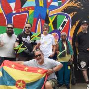 Celebrations as the Windrush 75 mural nears completion at the Arthur Wharton Foundation centre in Darlington today (Sat June 24)