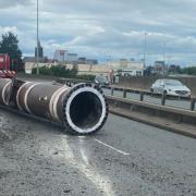 Middlesbrough Council have confirmed a section of the A66 in North Ormesby will remain shut as work to remove a 40 tonne industrial pipe which fell from a lorry yesterday (June 28) continues Credit: MIDDLESBROUGH COUNCIL