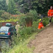 A woman in her 90s was saved by a passerby after driving her Nissan Micra into the River Leven at around 3pm in Stokesley yesterday (June 29) Credit: TB MEDIA