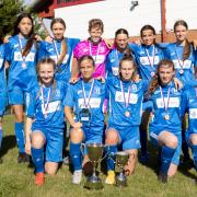 National and Darlington champions, Hurworth Girls Under-15s, with their trophies