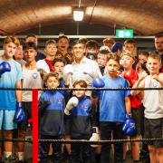 Rishi Sunak with young boxers and coaches at Northallerton Amateur Boxing Club
