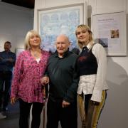 Beverley Hicks, Peter Hicks and Phoebe Scott at the Dales Countryside Museum exhibition