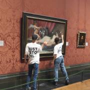Two Just Stop Oil protestors attack the Rokeby Venus with safety hammers in the National Gallery on Monday
