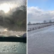 Left: Flooding in Kirby Whiske and right: Flooding in Morton on Swale