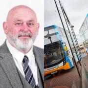 Councillor Barry Hunt and Stagecoach buses, the operator of the 1 and 2 service in East Cleveland