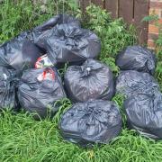 The bags of waste fly tipped in Killinghall Row, Middleton St George