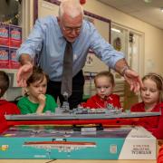 Graeme Garnham who has given a COBI model of HMS Hood to Applegarth primary School in Northallerton