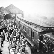 The 17th Battalion (Service) of the Durham Light Infantry leaves Barnard Castle for Rugeley Camp in Staffordshire on September 24, 1915. Picture: John P McCrickard Collection