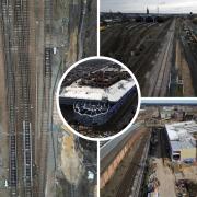 Aerial images have shown the progress that has been made on the Darlington train station project