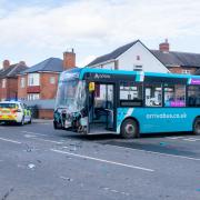Two injured in dramatic Darlington crash that sees bus collide with two cars
