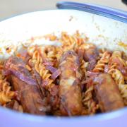 Caramelised onion and sausage pasta