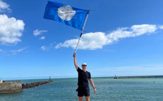 Duncan Roy celebrates completing his row around Britain