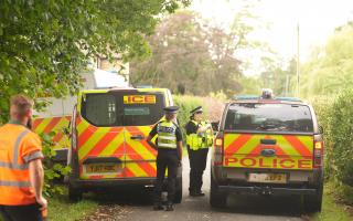 Police in Kirby Sigston this morning dealing with the Greenpeace protest at Rishi Sunak's home