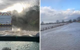 Left: Flooding in Kirby Whiske and right: Flooding in Morton on Swale