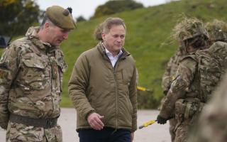 Defence Secretary Grant Shapps during a visit to Catterick Garrison, in North Yorkshire, to tour the base and meet troops, including members of the Ukrainian military currently being trained at the base.
