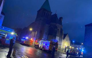 An arson investigation his underway following a fire at the derelict St Peter's Church in Bishop Auckland yesterday evening Credit: INCIDENTS ON TEESSIDE AND COUNTY DURHAM