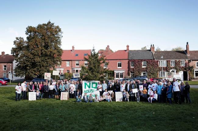 Residents and Hurworth Against Detrimental Development (HADD) group members meet to protest against contentious planning proposals. Picture: STUART BOULTON