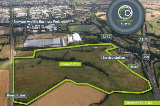 PLAN SUBMITTED: An aerial view of the Forrest Park site which neighbours the existing Aycliffe Business Park